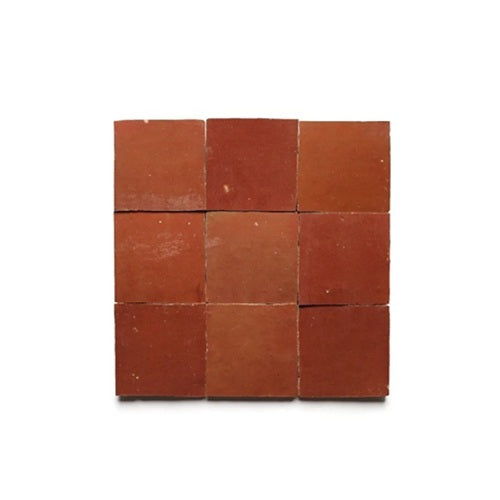 Full Tile Sample - Zellige Terra Rosa Clay Tile - 4" x 4" x 3/8" Glazed