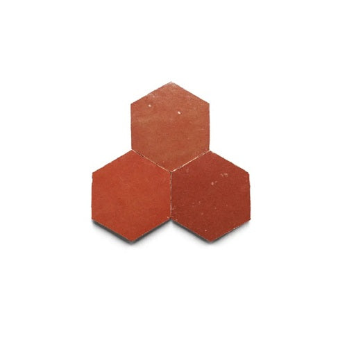 Full Tile Sample - Zellige Terra Rosa Clay Tile - 3.5" x 4" Hexagon x 3/8" Glazed