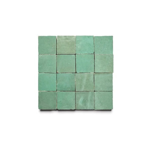 Full Tile Sample - Zellige Tidepool Clay Tile - 2" x 2" x 3/8" Glazed