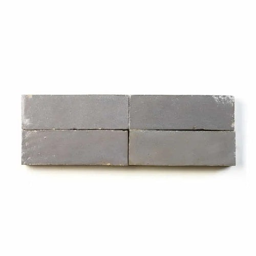 Full Tile Sample - Zellige Zinc Clay Tile - 2" x 6" x 3/4" Glazed