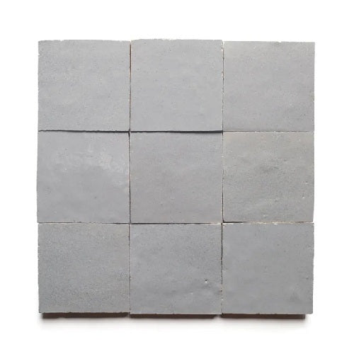 Full Tile Sample - Zellige Zinc Clay Tile - 4" x 4" x 3/8" Glazed