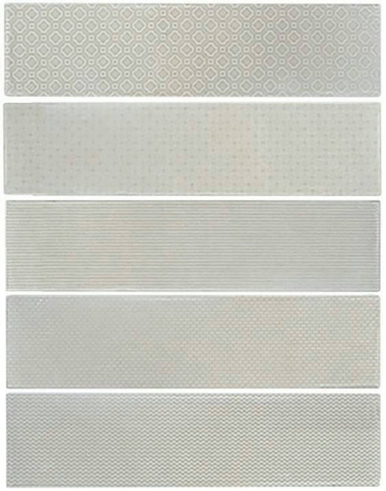 Full Tile Sample - Zen Creme Deco Ceramic Tile - 3" x 12" Glossy