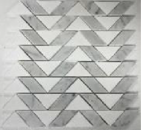 White Carrara / Thassos White Polished Marble Mosaic - Zig Zag