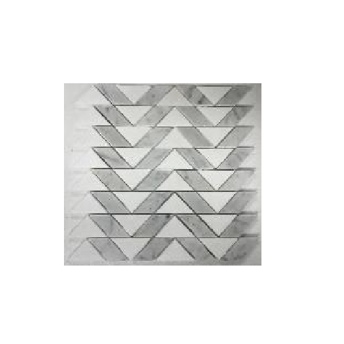 Full Sheet Sample - White Carrara / Thassos White Zig Zag Marble Mosaic - 12.31" x 12.33" x 3/8" Polished