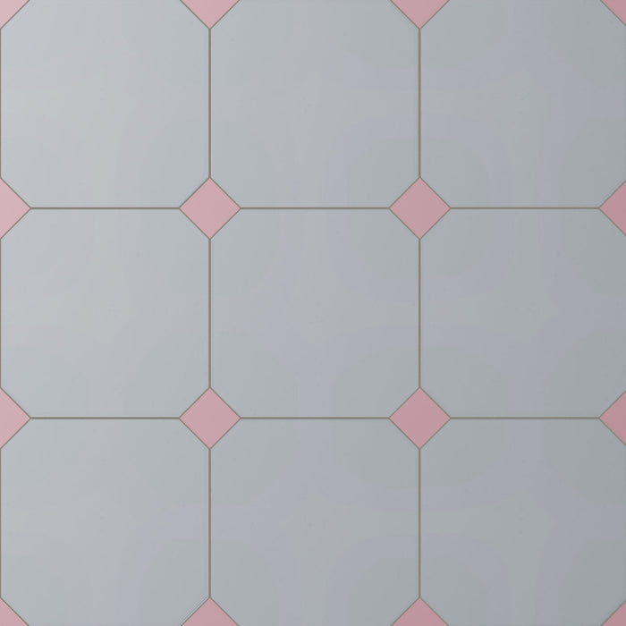 Vaudeville Porcelain Octagon Humo with Taco Pink Tile Matte 1