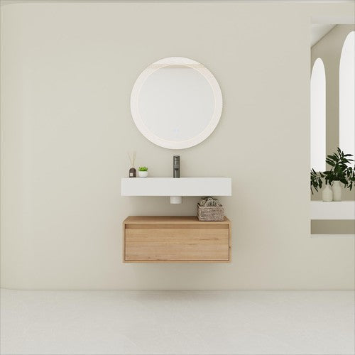 Plywood Imitative Oak Bathroom Vanity Imitative Oak 1