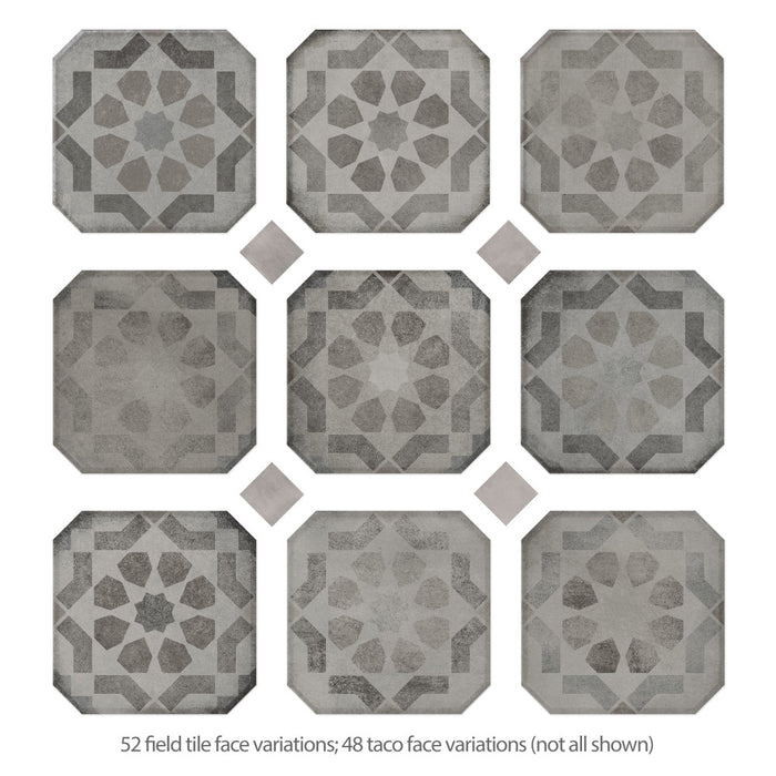 Laverton Porcelain Octagon Deco Sombra with Taco Gris Tile Matte 4