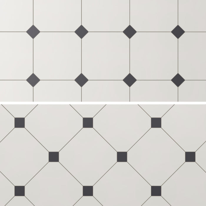 Vaudeville Porcelain Octagon Nacar with Taco Antracita Tile Matte 6