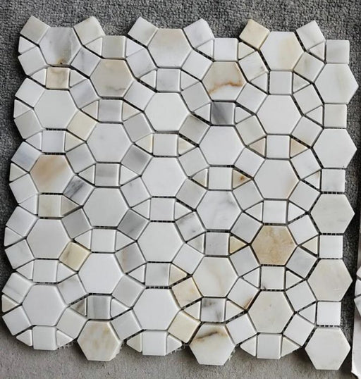 Aether Calacatta Polished Marble Mosaic - 11.50" x 12" x 3/8"