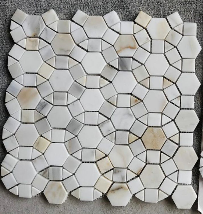 Aether Calacatta Polished Marble Mosaic - 11.50" x 12" x 3/8"