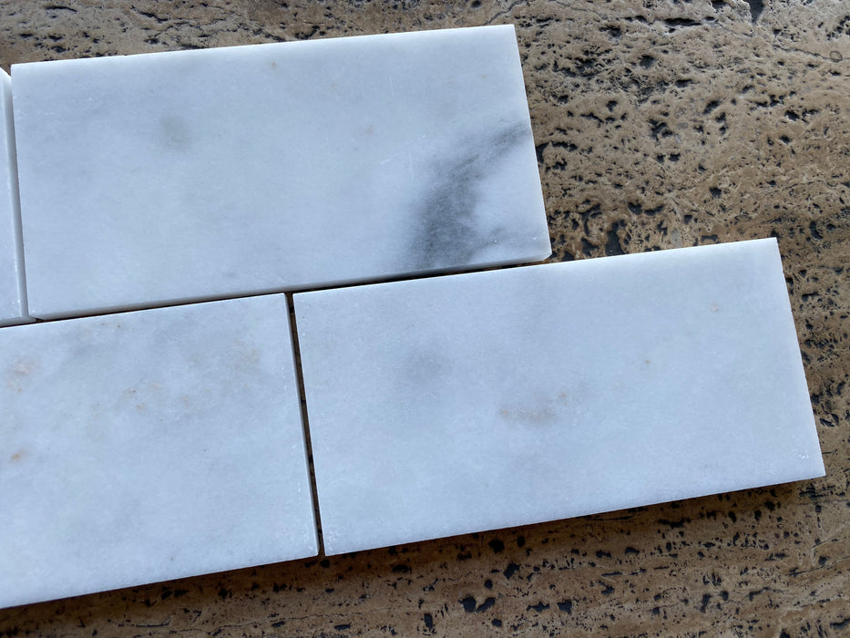 Afyon White Marble Tile - 3" x 6" x 3/8" Polished