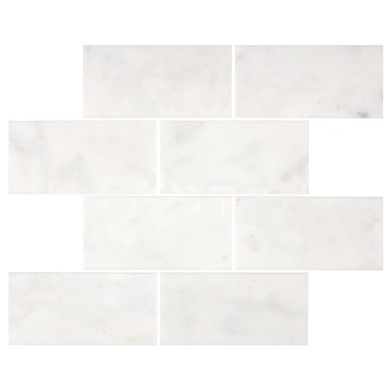 Full Tile Sample - Afyon White Marble Tile - 3" x 6" x 3/8" Honed