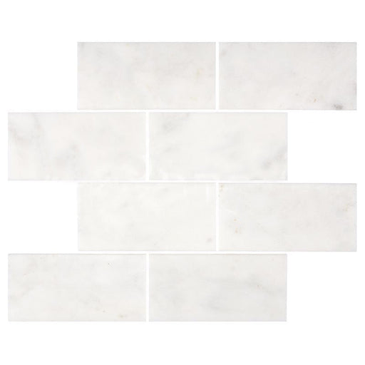 Full Tile Sample - Afyon White Marble Tile - 12" x 18" x 1/2" Polished