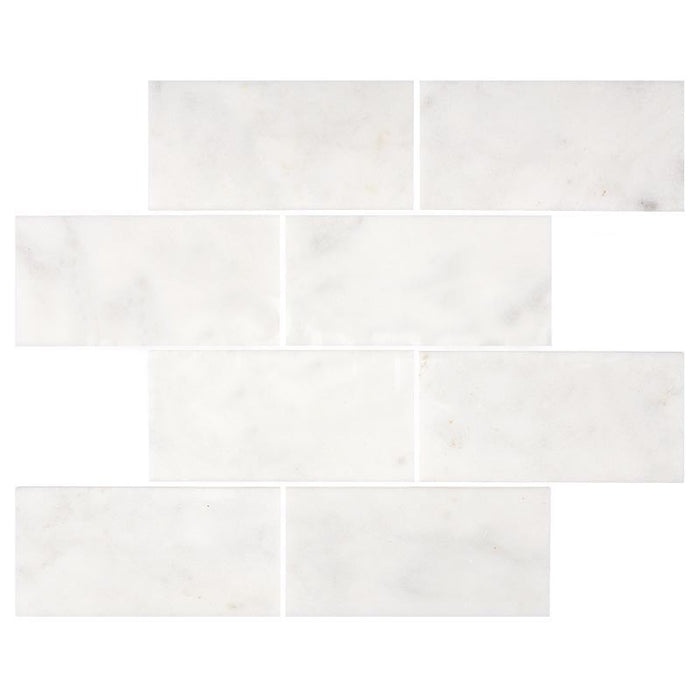 Afyon White Marble Tile - 3" x 6" x 3/8" Polished