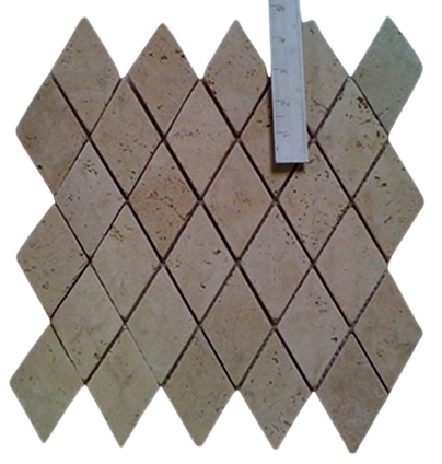 Alabastrino Tumbled Travertine Mosaic - 2" x 4" Diamond