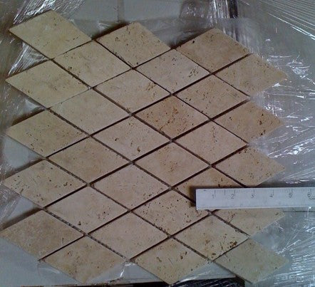 Alabastrino Travertine Mosaic - 2" x 4" Diamond Tumbled 