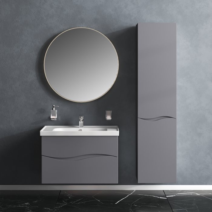 Wave Wood Gray Matte Bathroom Vanity Gray Matte 2