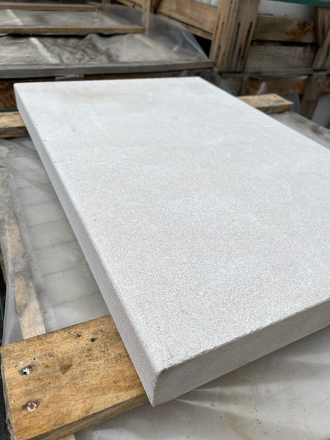 Sandblasted & Brushed Antalya Cream Double Edge Beveled Marble Coping - 16" x 24"