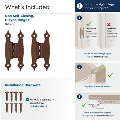 Decorative Hinges Steel Antique Copper Cabinet Hinge 4