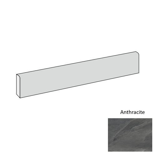 Pietra Ligure Porcelain Anthracite PL03 Bullnose Natural 1