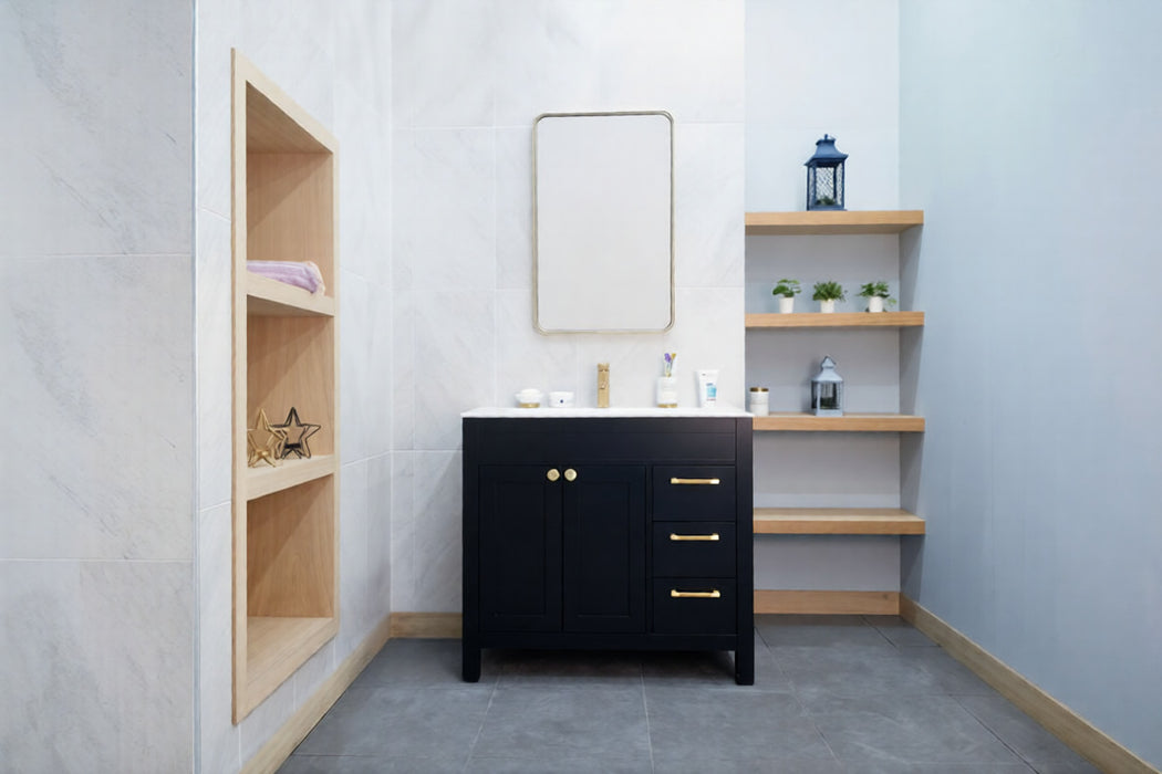 Aria Wood Black Bathroom Vanity Black 2