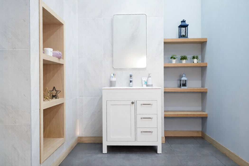 Aria Wood White Bathroom Vanity White 2