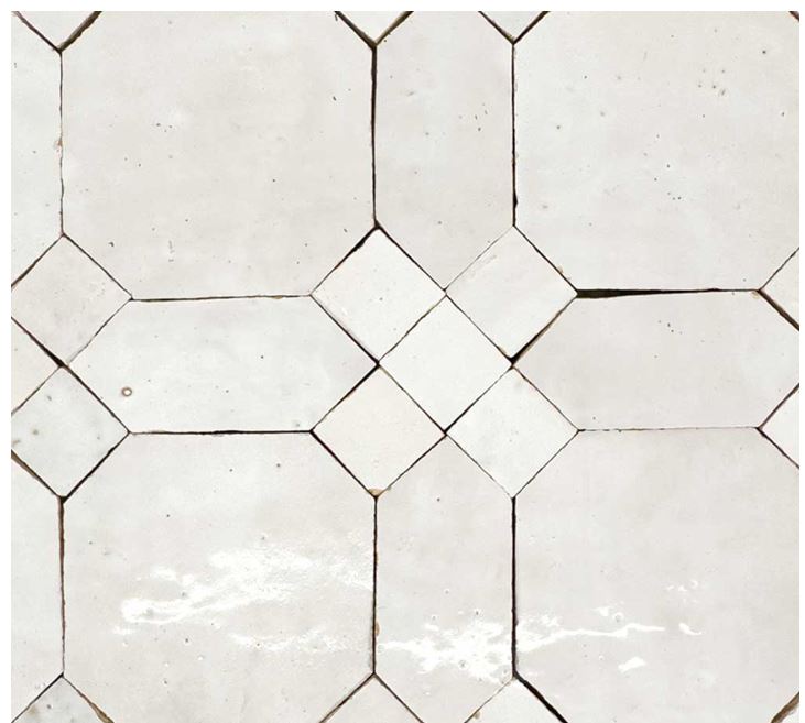 Zellige Classique Terracotta Art in Atlas White Mosaic Glossy 2