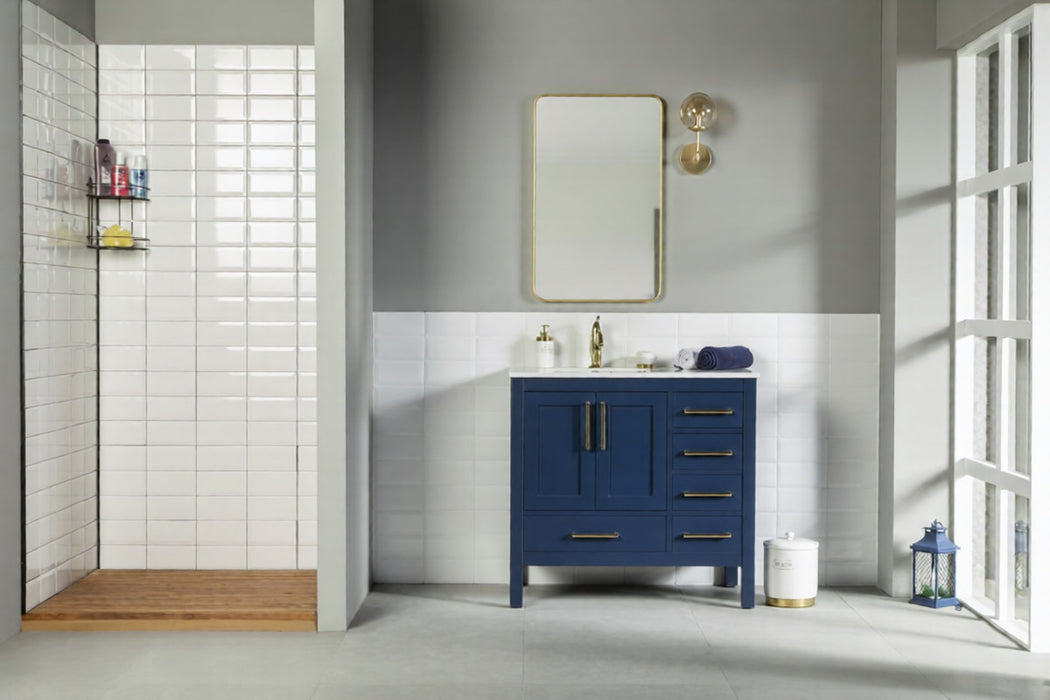 Ashley Wood Navy Blue Bathroom Vanity Navy Blue 2