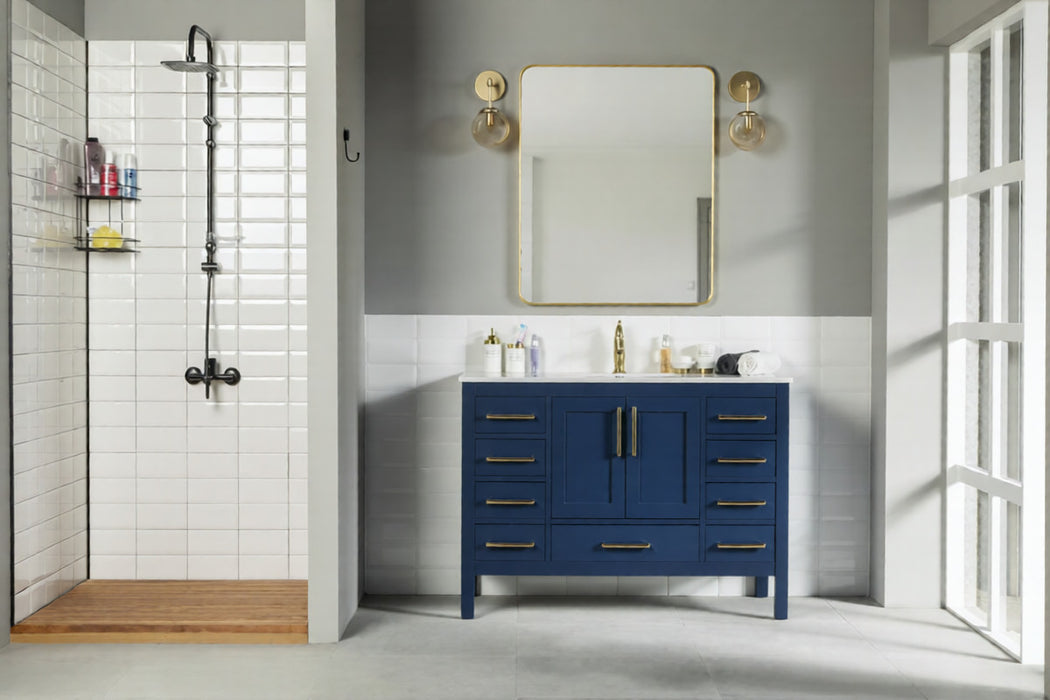 Ashley Wood Navy Blue Bathroom Vanity Navy Blue 2