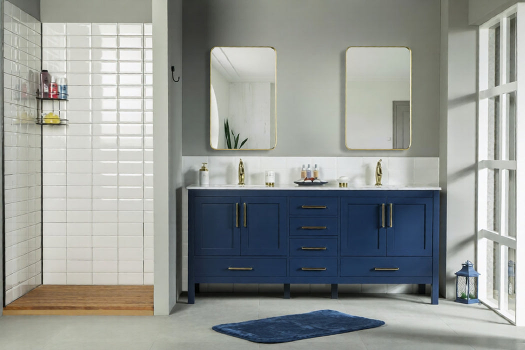 Ashley Wood Navy Blue Bathroom Vanity Navy Blue 2