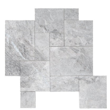 Atlantic Gray Fine Picked Satin Marble French Paver Versailles Pattern