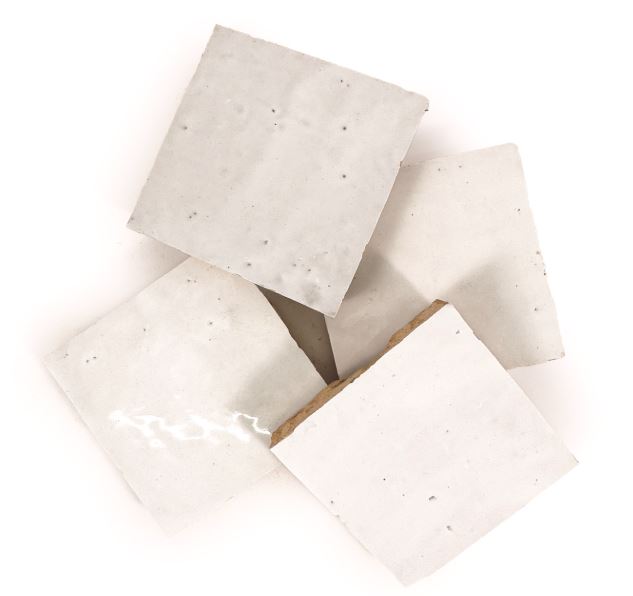 Zellige Classique Atlas White Terracotta Tile - Glossy