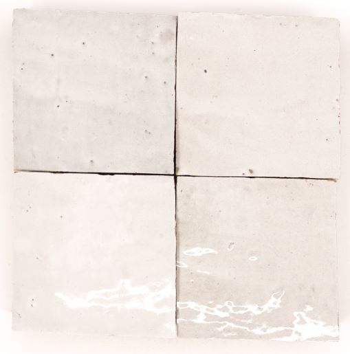 Zellige Classique Atlas White Terracotta Tile - Glossy
