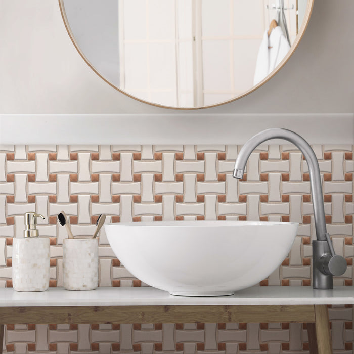 Sentier Porcelain des Cotto Dot with White Dog Bone Bsktwv Mosaic Satin 2