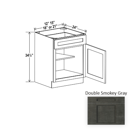 Double Shaker Style Wood Smokey Gray Base Cabinet Smokey Gray 1
