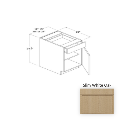 Slim Shaker Style Wood White Oak Base Cabinet White Oak 1