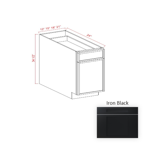Slim Shaker Style Wood Iron Black Base Cabinet Iron Black 1