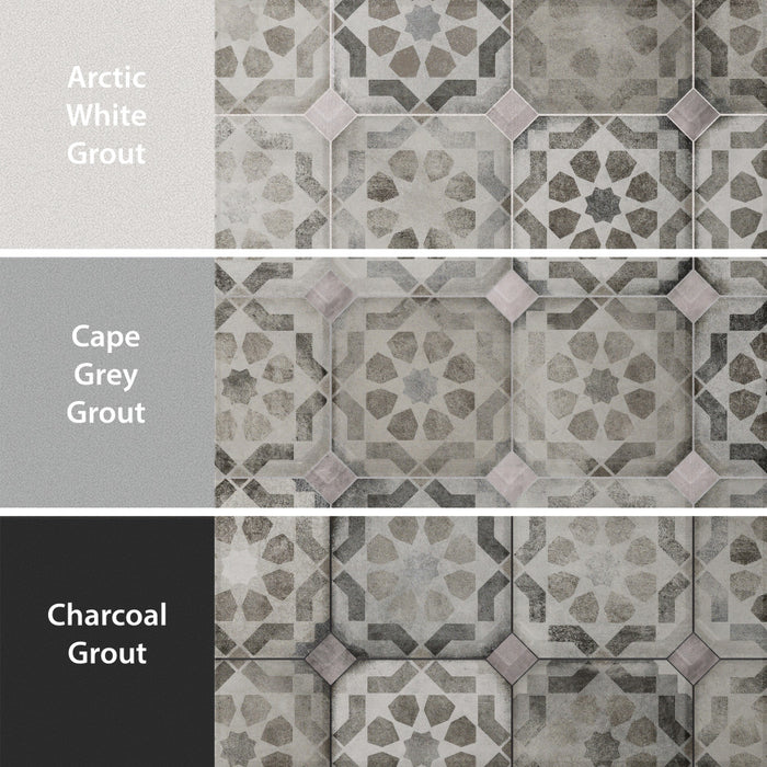 Laverton Porcelain Octagon Deco Sombra with Taco Gris Tile Matte 5