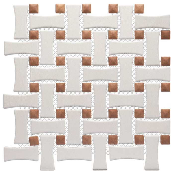 Sentier Porcelain des Cotto Dot with White Dog Bone Bsktwv Mosaic Satin 3
