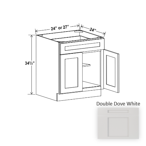 Double Shaker Style Wood Dove White Base Cabinet Dove White 1