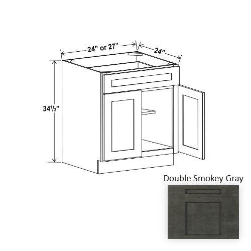 Double Shaker Style Wood Smokey Gray Base Cabinet Smokey Gray 1