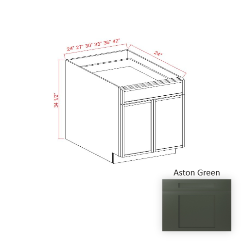 Slim Shaker Style Wood Aston Green Base Cabinet Aston Green 1