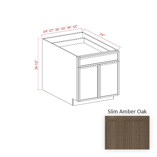 Slim Shaker Style Wood Amber Oak Base Cabinet Slim Amber Oak 1