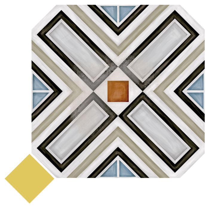 Vaudeville Porcelain Octagon Deco Ritter with Taco Lima Tile Matte 3