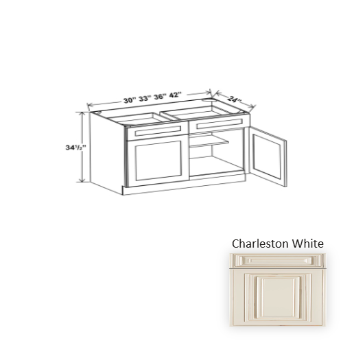 Classic Style Wood Charleston White Base Cabinet Charleston White 1