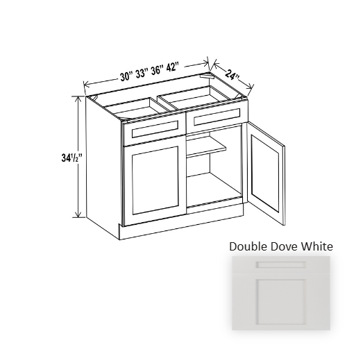 Double Shaker Style Wood Dove White Base Cabinet Dove White 1
