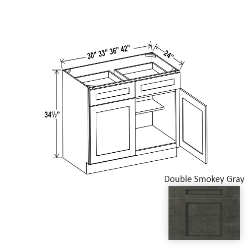 Double Shaker Style Wood Smokey Gray Base Cabinet Smokey Gray 1