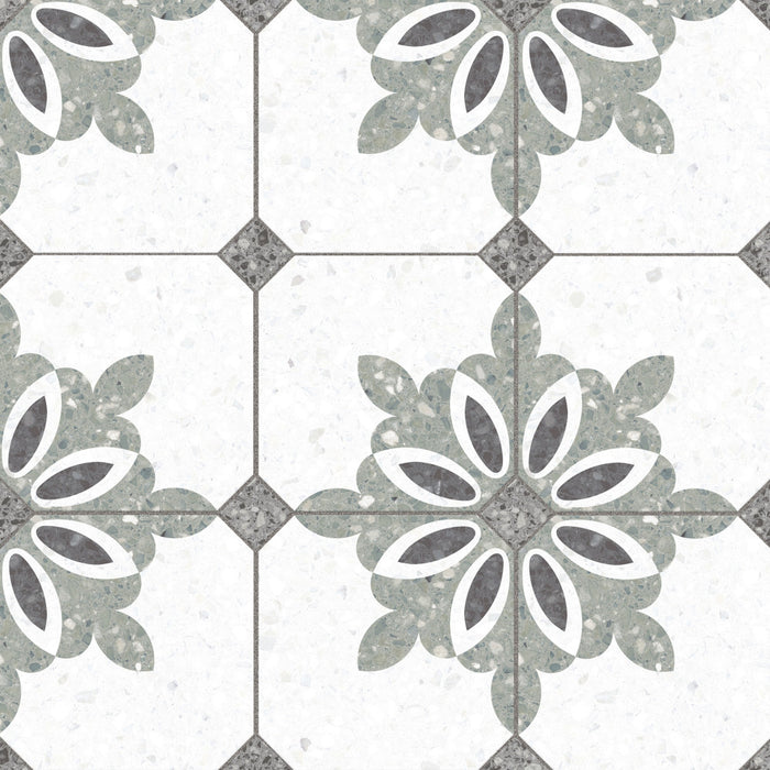 Riviera Porcelain Octagon Verde with Taco Nero Tile Matte 1