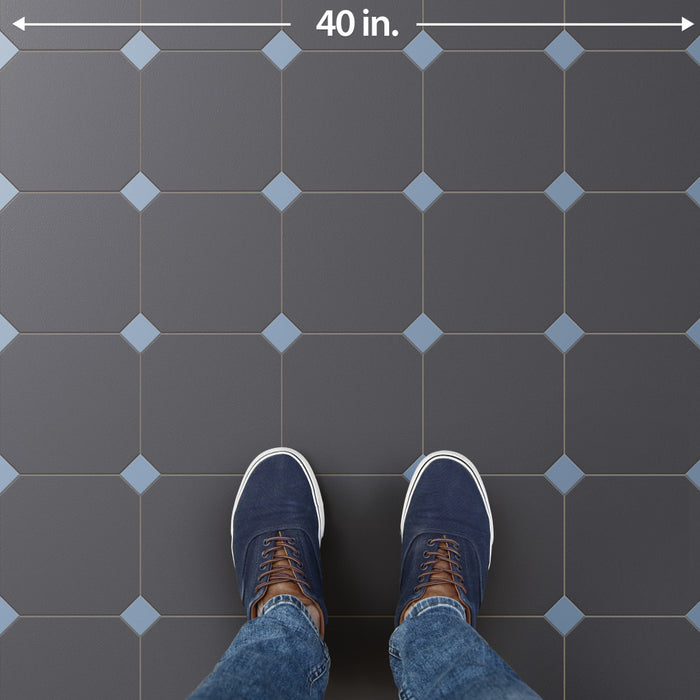 Vaudeville Porcelain Octagon Antracita with Taco Azzuro Tile Matte 7