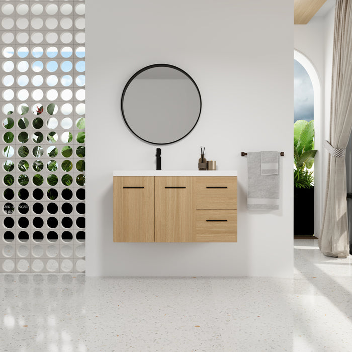 Plywood Glossy White & Light Oak Bathroom Vanity Glossy White & Light Oak 2